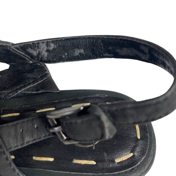 B Makowsky Womens BFSolly Wedge Sandal Black Leather Size 8M - Picture 6 of 10
